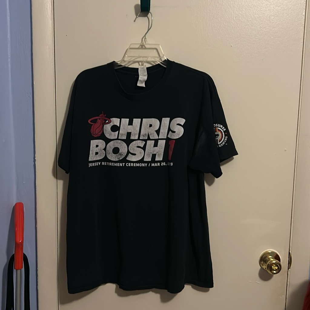 Gildan Heavy Cotton Xl Chris Bosh Retirment Jersey Black Shirt